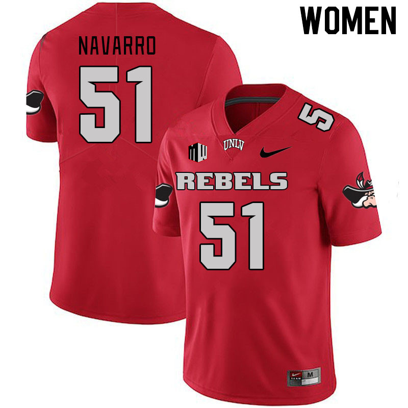 Women #51 Bobby Navarro UNLV Rebels 2023 College Football Jerseys Stitched-Scarlet